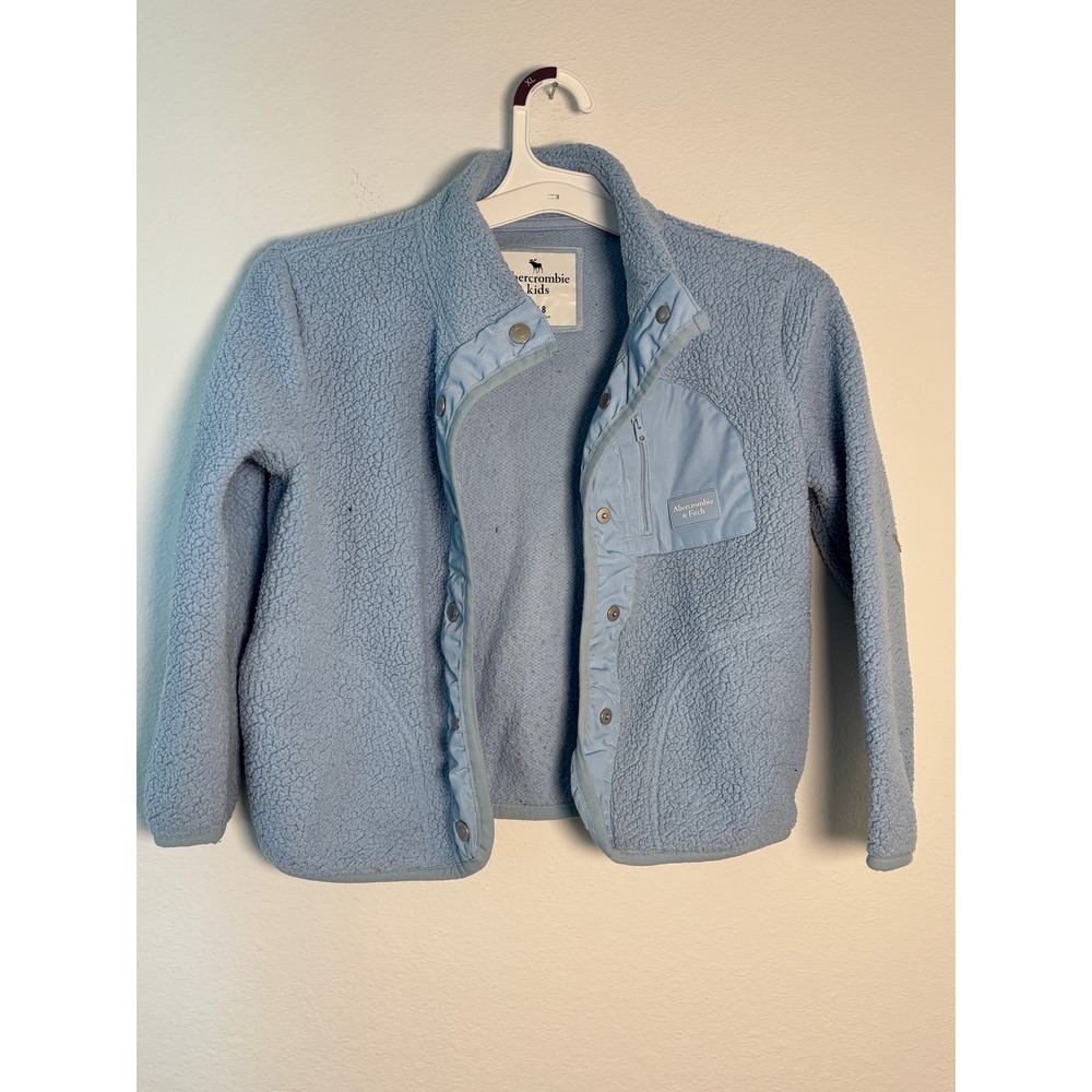 Abercrombie Kids Blue Sherpa Fleece Snap Jacket Mock Neck Size 7/8